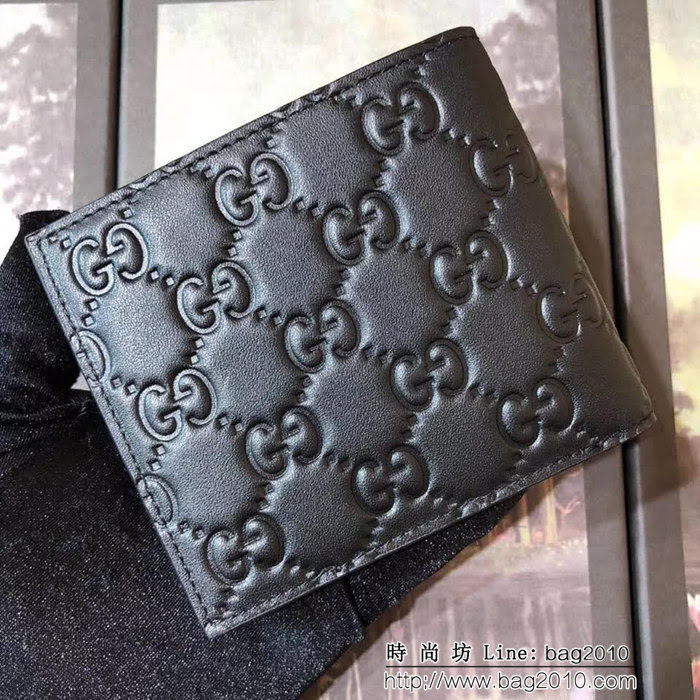GUCCI古馳 專櫃同步 牛皮壓花 男士雙折皮夾 365466 克壓花皮 WTG1937